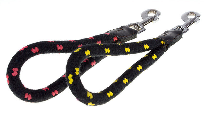 Lühike jalutusrihm Amibelle, must kollaste elementidega, 32 cm hind ja info | Jalutusrihmad koertele | hansapost.ee