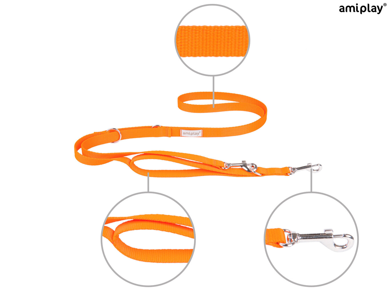 Reguleeritav jalutusrihm Amiplay 7 in 1 Samba, XL, Orange hind ja info | Jalutusrihmad koertele | hansapost.ee