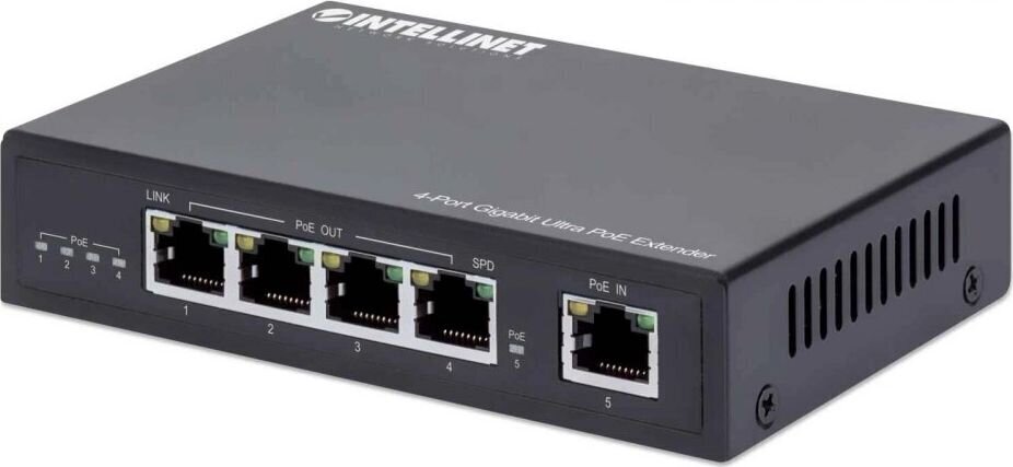 Toitepikendus Intellinet Extender Ultra PoE 4-pordiline Gigabit 802.3at / af hind ja info | USB adapterid ja jagajad | hansapost.ee