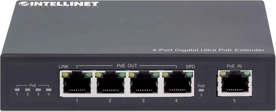 Toitepikendus Intellinet Extender Ultra PoE 4-pordiline Gigabit 802.3at / af hind ja info | USB adapterid ja jagajad | hansapost.ee
