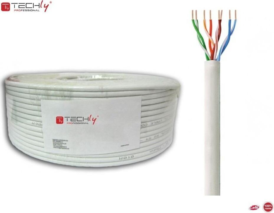 Kaabel Techly keerdpaar Cat6 UTP 100m hall 100% vask LSOH hind ja info | Juhtmed ja kaablid | hansapost.ee