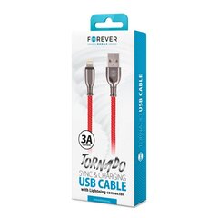 Кабель Forever Tornado USB - Lightning, 1.0 м, 3А, красный цена и информация | Borofone 43757-uniw | hansapost.ee