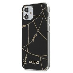 Guess GUHCP12SPCUCCHBK iPhone 12 mini 5,4 " must kõvaümbris Gold Chain Collection hind ja info | Telefonide kaitsekaaned ja -ümbrised | hansapost.ee