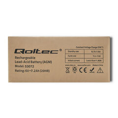 Qoltec 53072 AGM battery | 6V | 7.2 Ah hind ja info | Puhvertoiteallikad | hansapost.ee