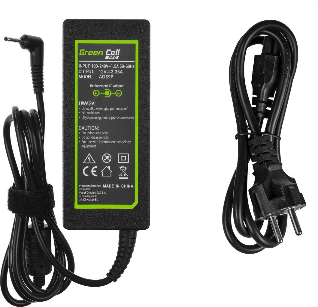 Green Cell 12V, 3.33A, 40W hind ja info | Sülearvuti laadijad | hansapost.ee