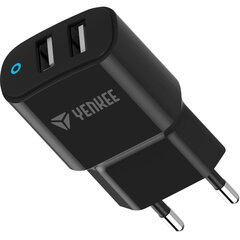 Двойное зарядное устройство YENKEE, 2 х USB-A, 12 Вт цена и информация | Зарядные устройства для телефонов | hansapost.ee