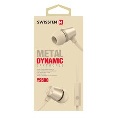 Swissten YS500 Стерео наушники с микрофоном и пультом управления в плоском кабеле TPE / 3.5mm / 1.2m Золото цена и информация | Наушники | hansapost.ee