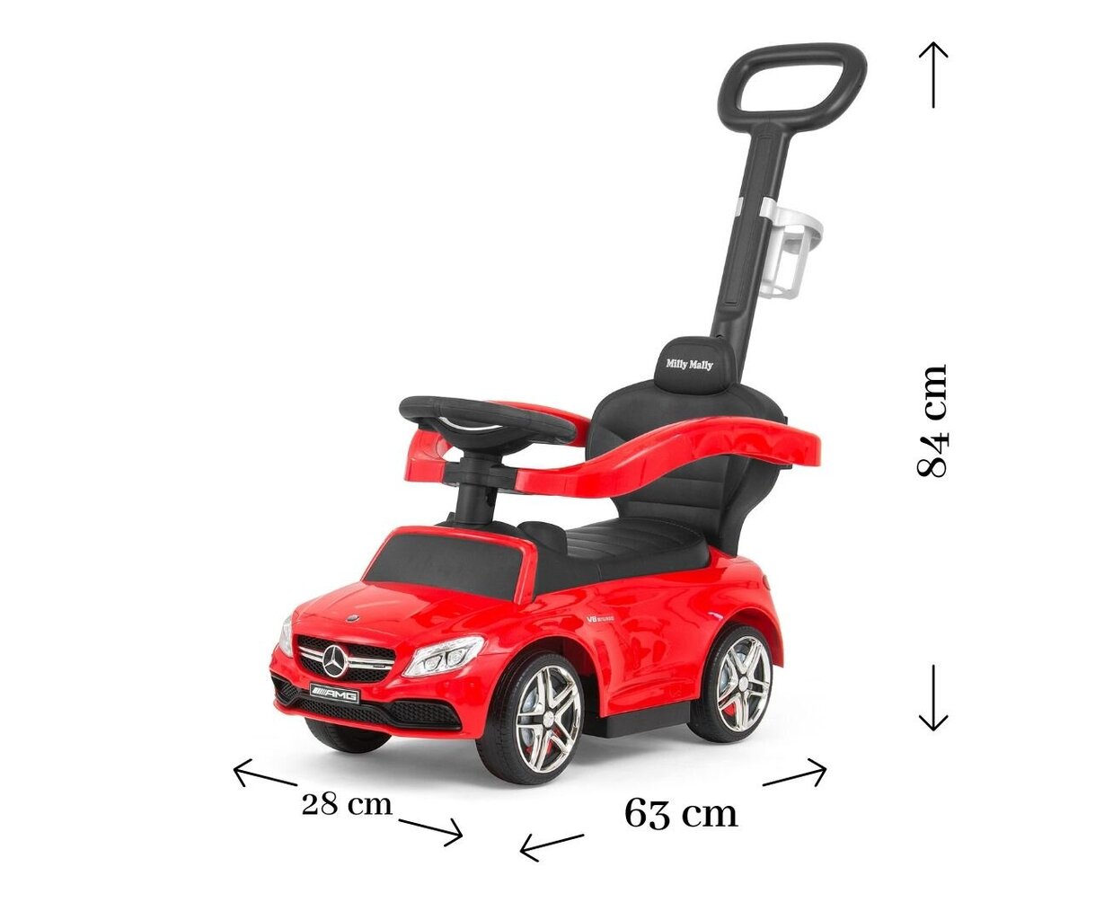 Käepidemega sõiduk "Mercedes-AMG C63 Coupe", punane hind ja info | Beebide mänguasjad | hansapost.ee