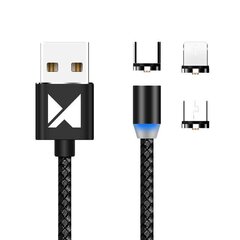 Wozinsky Magnetic WMC-01, USB / micro USB / USB C / Lightning, 1m hind ja info | Mobiiltelefonide kaablid | hansapost.ee