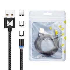 Кабель Wozinsky Magnetic WMC-01, USB/micro USB/USB C/Lightning, 1 м цена и информация | Кабели для телефонов | hansapost.ee