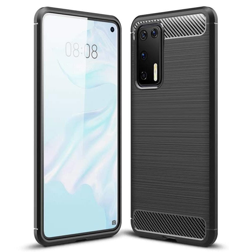 Carbon Case Flexible Cover TPU Case for Huawei P40 black (Black) hind ja info | Telefonide kaitsekaaned ja -ümbrised | hansapost.ee