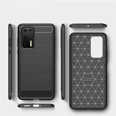 Carbon Case Flexible Cover TPU Case for Huawei P40 black (Black) hind ja info | Telefonide kaitsekaaned ja -ümbrised | hansapost.ee
