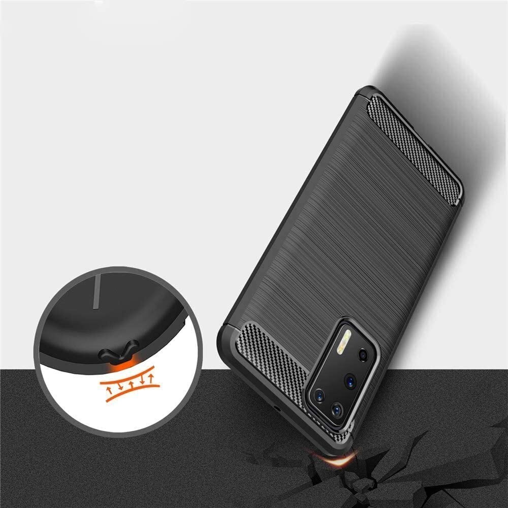 Carbon Case Flexible Cover TPU Case for Huawei P40 black (Black) hind ja info | Telefonide kaitsekaaned ja -ümbrised | hansapost.ee