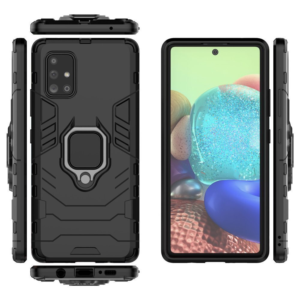 Ring Armor Case Kickstand Tough Rugged Cover for Samsung Galaxy A71 5G black (Black) цена и информация | Telefonide kaitsekaaned ja -ümbrised | hansapost.ee