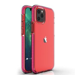 Spring Case clear TPU gel protective cover with colorful frame for iPhone 12 mini light pink (Dark pink) hind ja info | Telefonide kaitsekaaned ja -ümbrised | hansapost.ee
