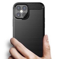 Carbon Case Flexible Cover TPU Case for iPhone 12 Pro Max black (Black) цена и информация | Чехлы для телефонов | hansapost.ee