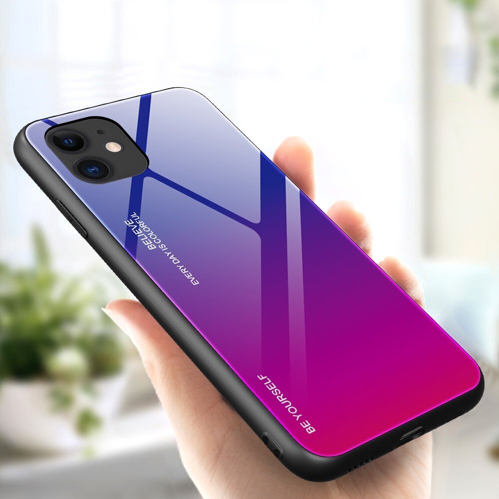 Gradient Glass Durable Cover with Tempered Glass Back iPhone 12 mini pink-purple (Pink || Purpurowy) цена и информация | Telefonide kaitsekaaned ja -ümbrised | hansapost.ee