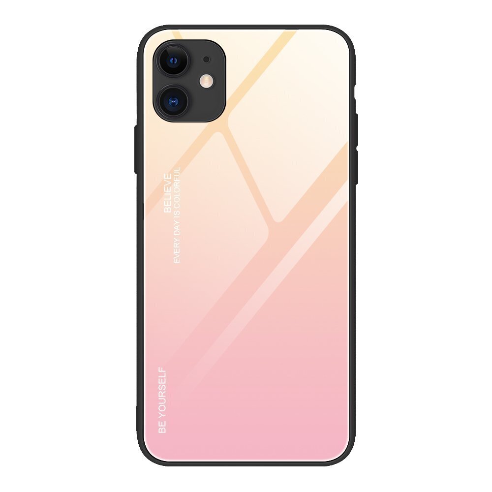 Gradient Glass Durable Cover with Tempered Glass Back iPhone 12 Pro / iPhone 12 pink (Pink) hind ja info | Telefonide kaitsekaaned ja -ümbrised | hansapost.ee