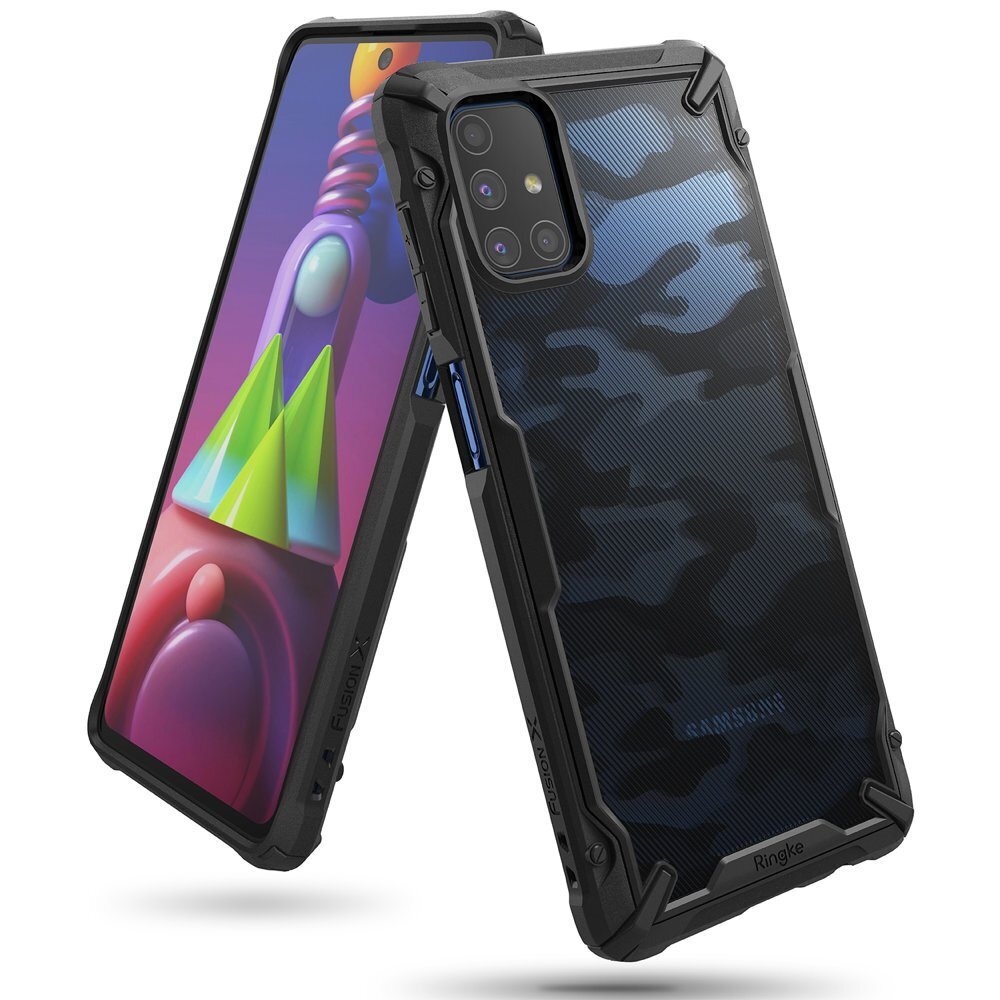 Ringke Fusion X Design durable PC Case with TPU Bumper for Samsung Galaxy M51 Camo Black (XDSG0043) (Czarny Camo Black) цена и информация | Telefonide kaitsekaaned ja -ümbrised | hansapost.ee