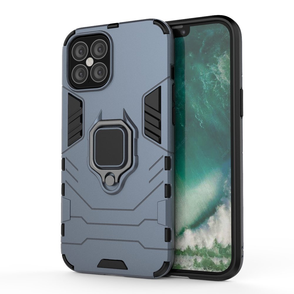 Ring Armor Case Kickstand Tough Rugged Cover for iPhone 12 Pro Max blue (Light blue || Niebieski) hind ja info | Telefonide kaitsekaaned ja -ümbrised | hansapost.ee