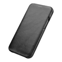 iCarer Curved Edge Vintage Folio Genuine Leather Bookcase type case for iPhone 12 Pro Max black (RIX1202 black) (Black \ iPhone 12 Pro Max) hind ja info | Telefonide kaitsekaaned ja -ümbrised | hansapost.ee