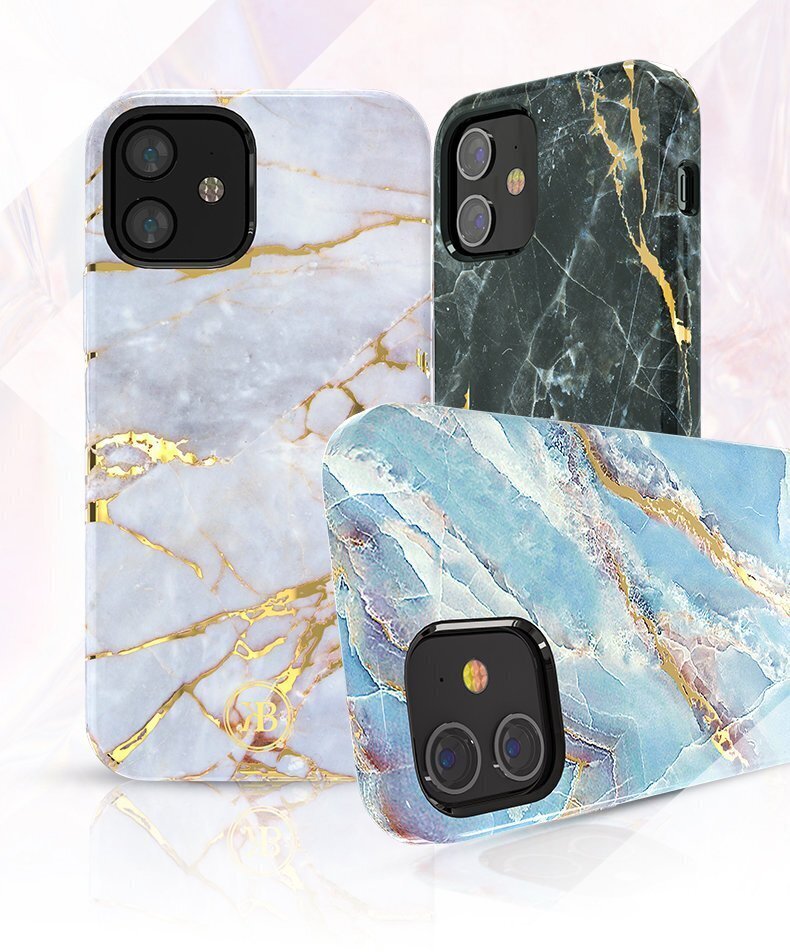 Kingxbar Marble Series case decorated printed marble iPhone 12 mini whiteblue (Biało-niebieski) hind ja info | Telefonide kaitsekaaned ja -ümbrised | hansapost.ee