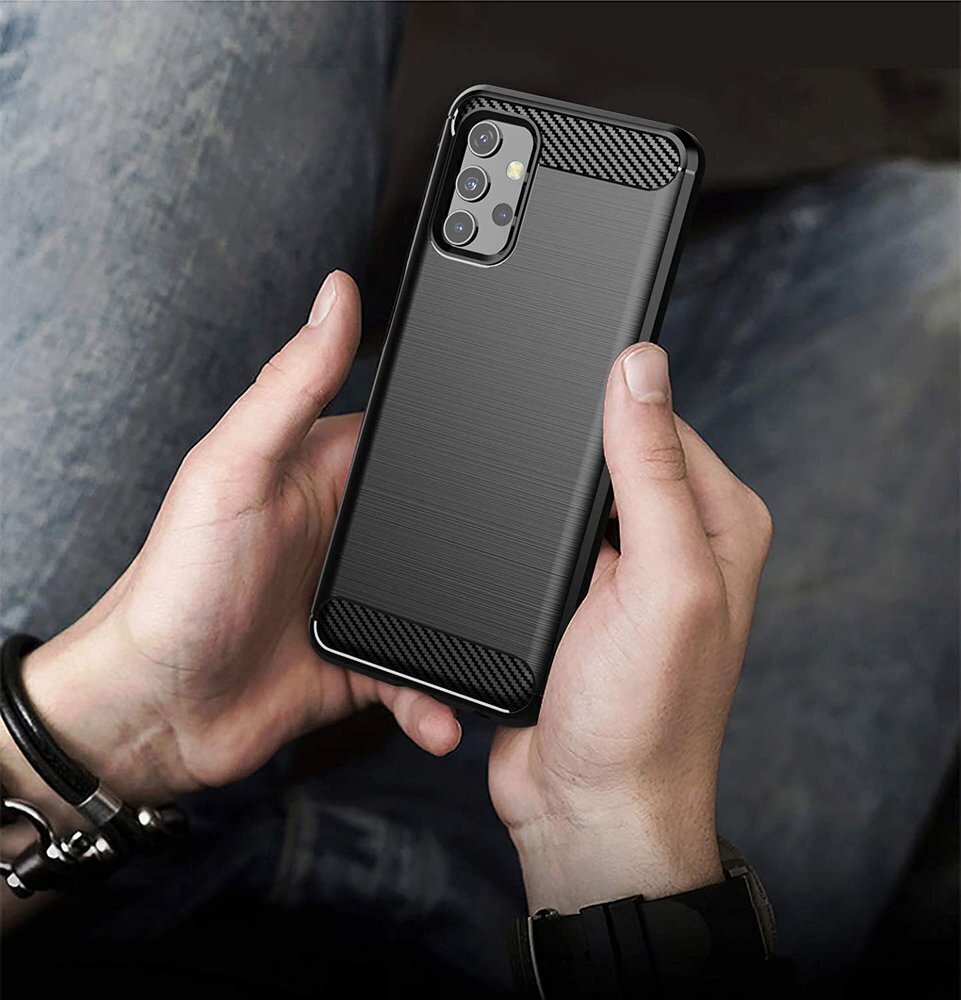 Carbon Case Flexible TPU Cover for Samsung Galaxy A32 5G black (Black) hind ja info | Telefonide kaitsekaaned ja -ümbrised | hansapost.ee