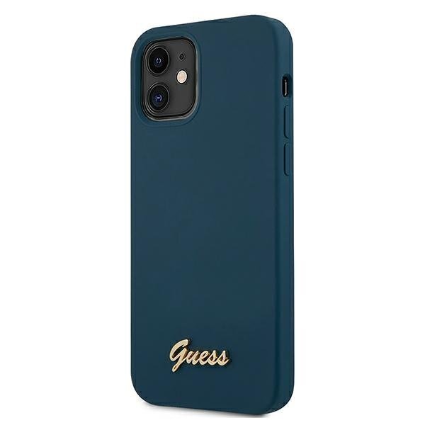 Guess GUHCP12SLSLMGBL iPhone 12 mini 5,4 &quot;blue / blue hardcase Metal Logo Script цена и информация | Telefonide kaitsekaaned ja -ümbrised | hansapost.ee