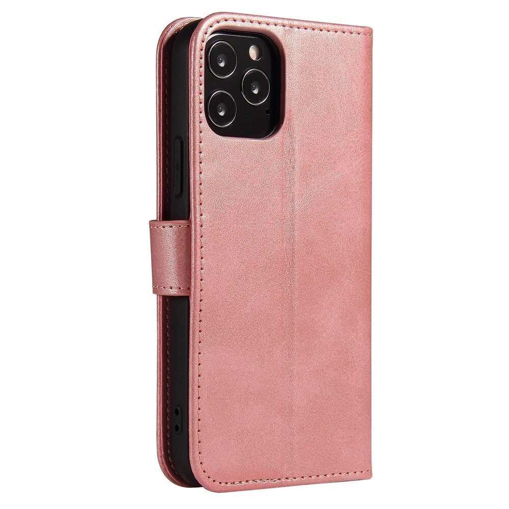 Magnet Case elegant bookcase type case with kickstand for iPhone 12 Pro Max pink (Pink) hind ja info | Telefonide kaitsekaaned ja -ümbrised | hansapost.ee