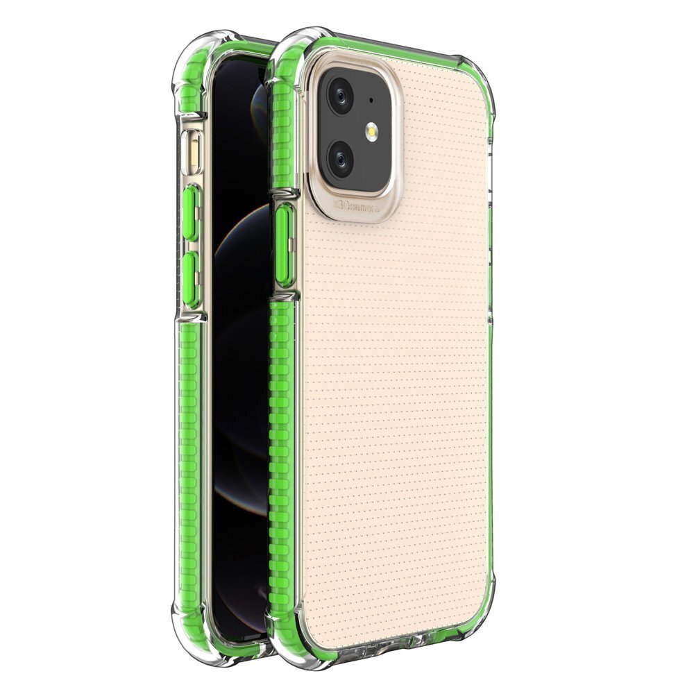 Spring Armor clear TPU gel rugged protective cover with colorful frame for iPhone 12 mini green (Green) цена и информация | Telefonide kaitsekaaned ja -ümbrised | hansapost.ee
