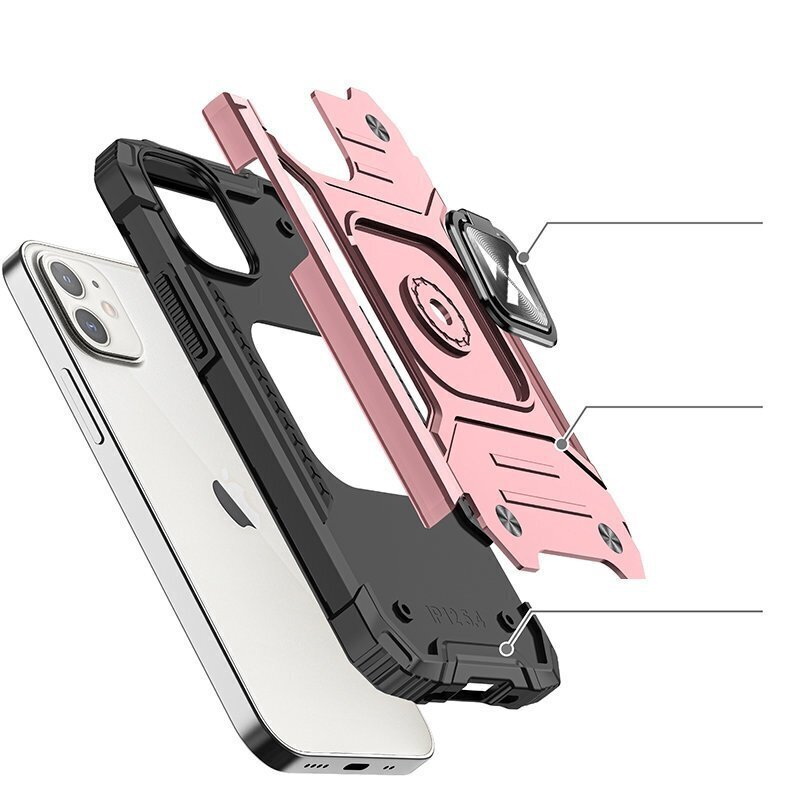 Wozinsky Ring Armor Case Kickstand Tough Rugged Cover for iPhone 12 mini pink (Pink) цена и информация | Telefonide kaitsekaaned ja -ümbrised | hansapost.ee