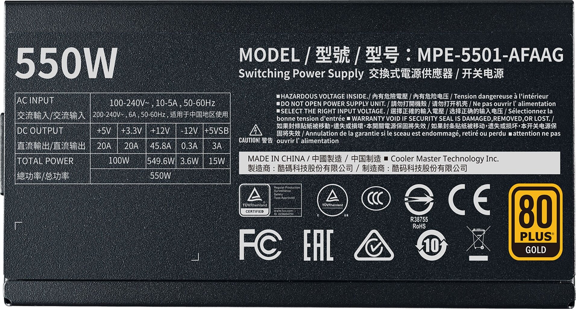 Cooler Master MPE-5501-AFAAG цена и информация | Toiteplokid | hansapost.ee