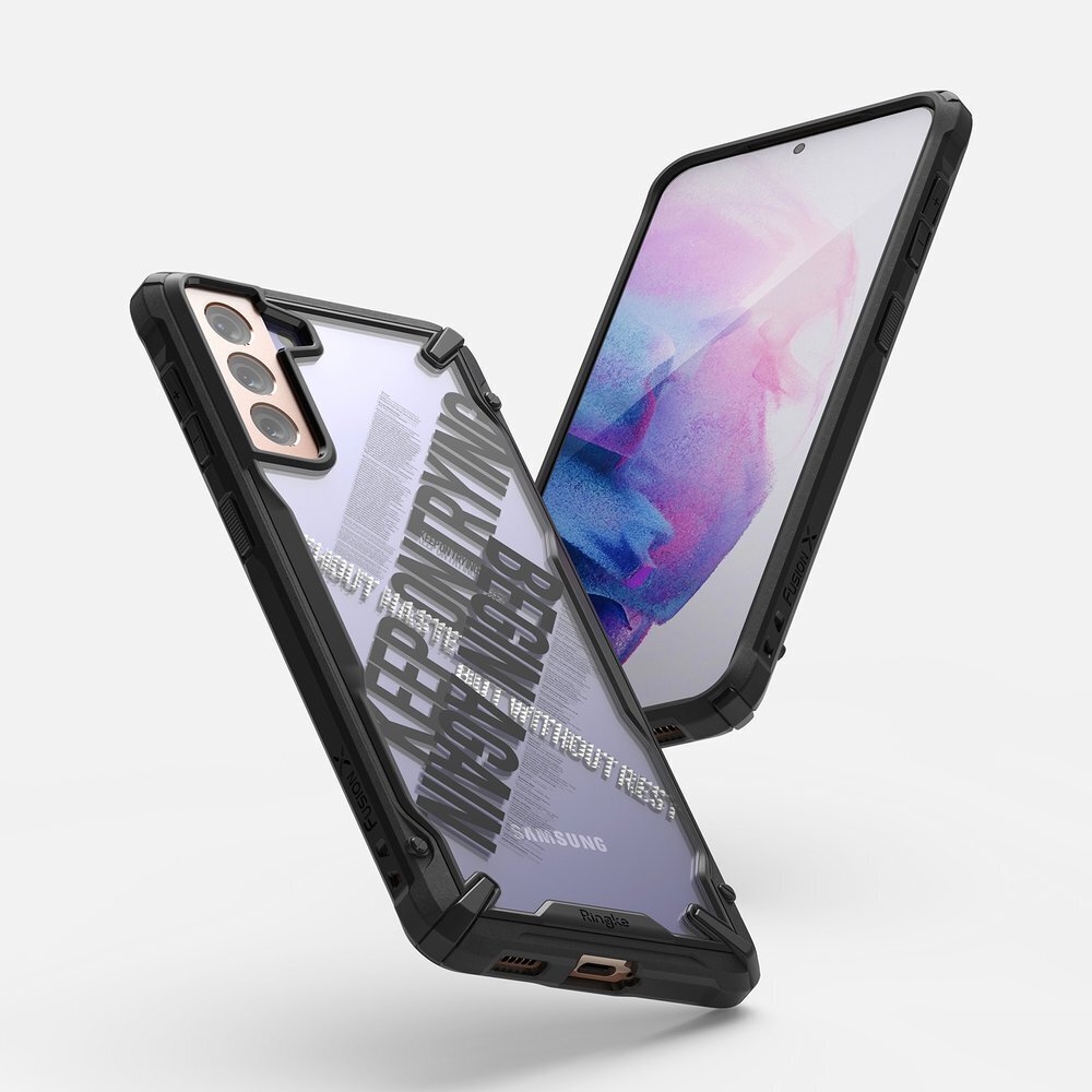 Ringke Fusion X Design durable PC Case with TPU Bumper for Samsung Galaxy S21+ 5G (S21 Plus 5G) black (Cross) (XDSG0053) (Black) цена и информация | Telefonide kaitsekaaned ja -ümbrised | hansapost.ee
