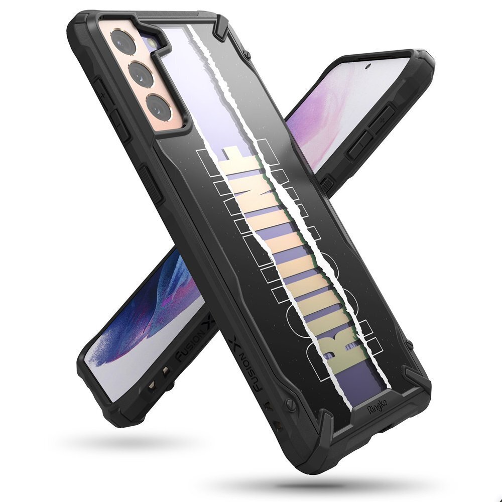 Ringke Fusion X Design durable PC Case with TPU Bumper for Samsung Galaxy S21+ 5G (S21 Plus 5G) black (Routine) (XDSG0054) (Black) hind ja info | Telefonide kaitsekaaned ja -ümbrised | hansapost.ee
