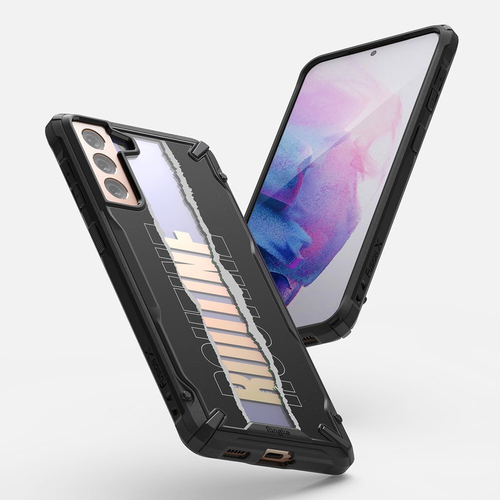 Ringke Fusion X Design durable PC Case with TPU Bumper for Samsung Galaxy S21+ 5G (S21 Plus 5G) black (Routine) (XDSG0054) (Black) hind ja info | Telefonide kaitsekaaned ja -ümbrised | hansapost.ee