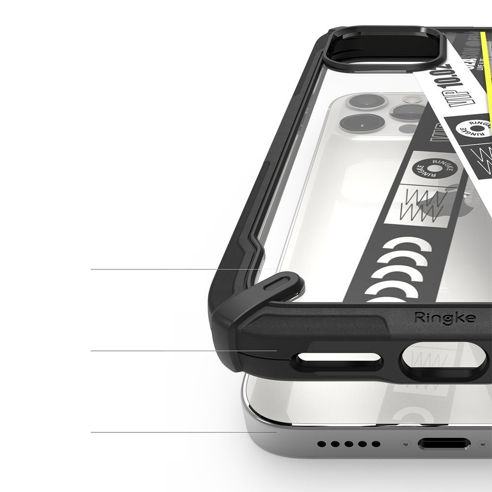 Ringke Fusion X Design durable PC Case with TPU Bumper for iPhone 12 Pro / iPhone 12 black (Ticket band) (XDAP0022) (Black) hind ja info | Telefonide kaitsekaaned ja -ümbrised | hansapost.ee