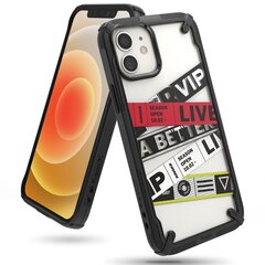 Ringke Fusion X Design durable PC Case with TPU Bumper for iPhone 12 mini black (Ticket band) (XDAP0019) (Black) hind ja info | Telefonide kaitsekaaned ja -ümbrised | hansapost.ee