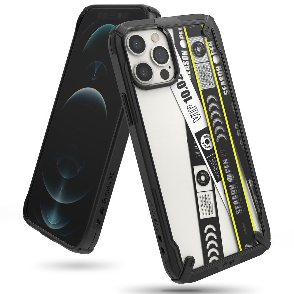 Ringke Fusion X Design durable PC Case with TPU Bumper for iPhone 12 Pro Max black (Ticket band) (XDAP0024) (Black) цена и информация | Telefonide kaitsekaaned ja -ümbrised | hansapost.ee