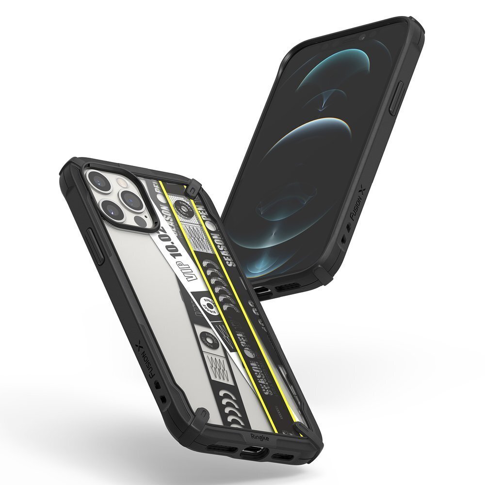 Ringke Fusion X Design durable PC Case with TPU Bumper for iPhone 12 Pro Max black (Ticket band) (XDAP0024) (Black) цена и информация | Telefonide kaitsekaaned ja -ümbrised | hansapost.ee