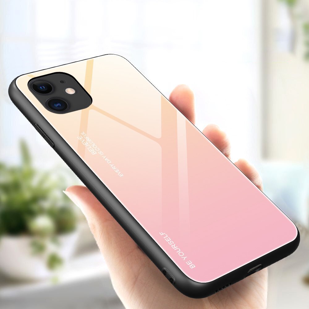 Gradient Glass Durable Cover with Tempered Glass Back iPhone 12 mini pink (Pink) hind ja info | Telefonide kaitsekaaned ja -ümbrised | hansapost.ee