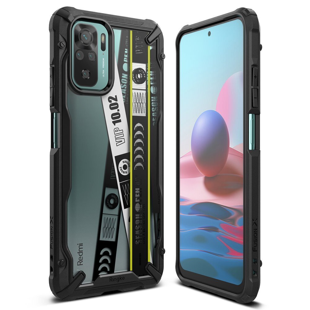 Ringke Fusion X Design durable PC Case with TPU Bumper for Xiaomi Redmi Note 10 / Redmi Note 10S black (Ticket band) (XDXI0029) (Black) hind ja info | Telefonide kaitsekaaned ja -ümbrised | hansapost.ee