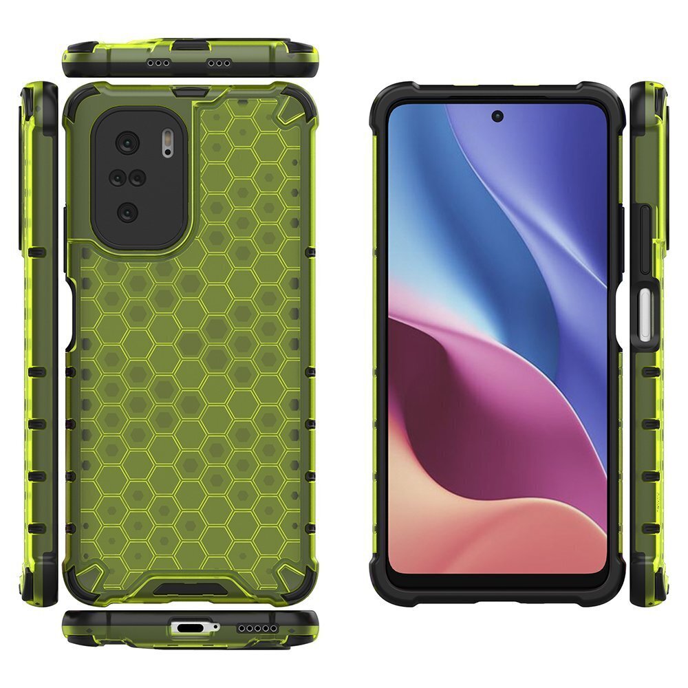 Honeycomb Case armor cover with TPU Bumper for Xiaomi Redmi K40 Pro+ / K40 Pro / K40 / Poco F3 green (Green) hind ja info | Telefonide kaitsekaaned ja -ümbrised | hansapost.ee