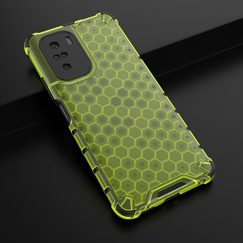 Honeycomb Case armor cover with TPU Bumper for Xiaomi Redmi K40 Pro+ / K40 Pro / K40 / Poco F3 green (Green) hind ja info | Telefonide kaitsekaaned ja -ümbrised | hansapost.ee