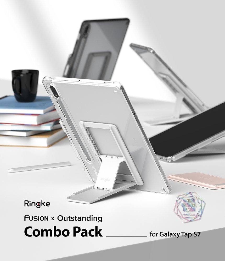 Ringke Fusion Combo Outstanding hard case with TPU frame for Samsung Galaxy Tab S7 11'' + self-adhesive foldable stand grey (FC475R40) (Grey) цена и информация | Tahvelarvuti ümbrised ja kaaned | hansapost.ee