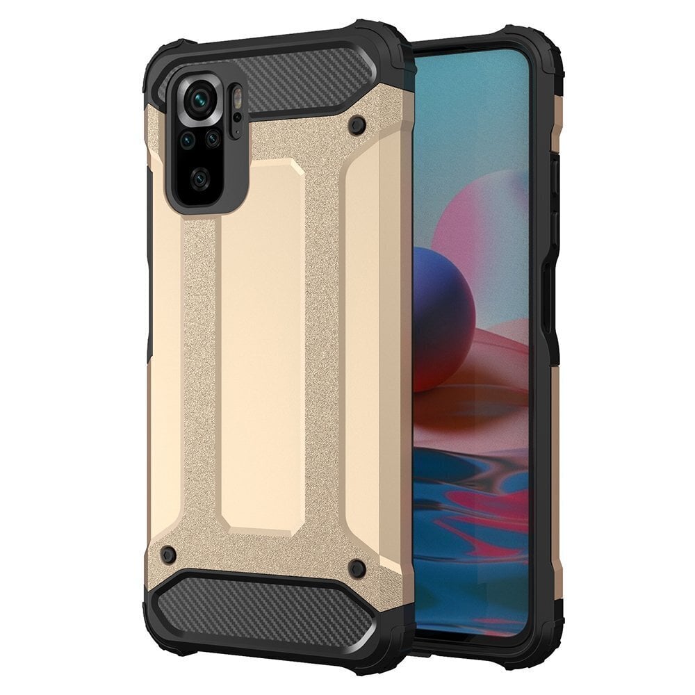 Hybrid Armor Case Tough Rugged Cover for Xiaomi Redmi Note 10 / Redmi Note 10S golden (Gold) hind ja info | Telefonide kaitsekaaned ja -ümbrised | hansapost.ee