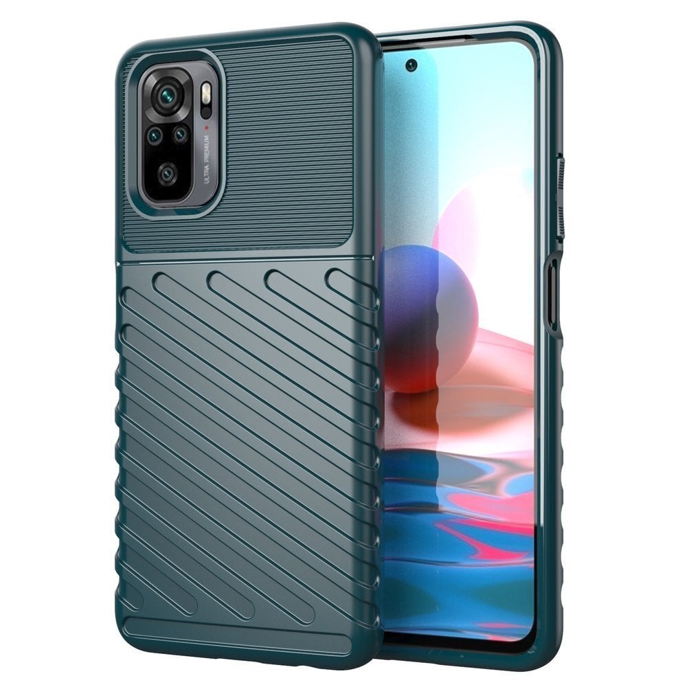 Thunder Case Flexible Tough Rugged Cover TPU Case for Xiaomi Redmi Note 10 / Redmi Note 10S green (Green) цена и информация | Telefonide kaitsekaaned ja -ümbrised | hansapost.ee