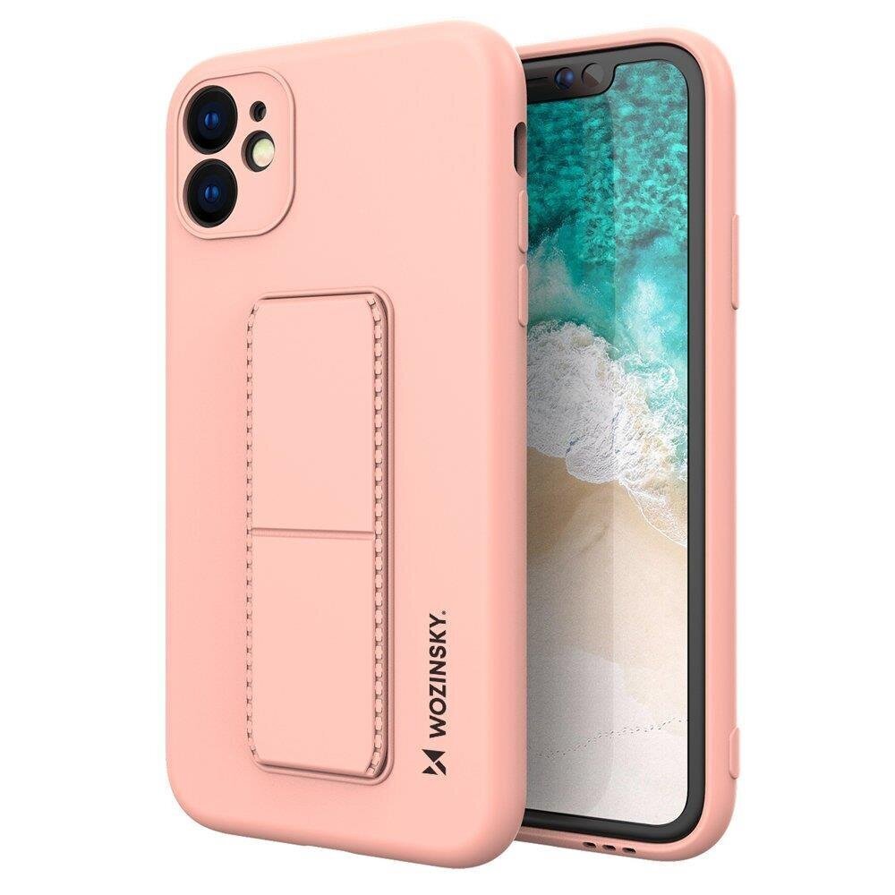 Wozinsky Kickstand Case silicone case with stand for iPhone 12 pink (Pink) hind ja info | Telefonide kaitsekaaned ja -ümbrised | hansapost.ee