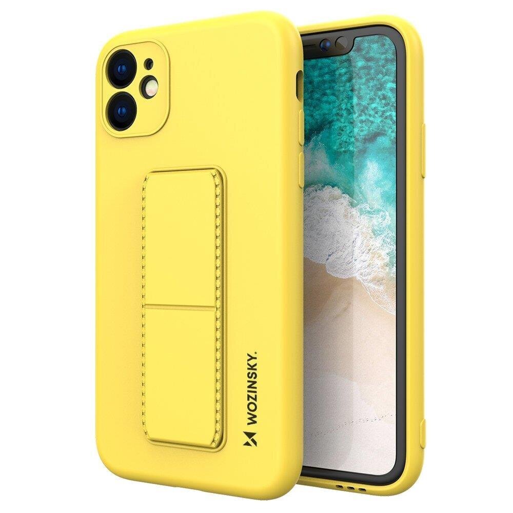 Wozinsky Kickstand Case silicone case with stand for iPhone 12 yellow (Yellow) hind ja info | Telefonide kaitsekaaned ja -ümbrised | hansapost.ee