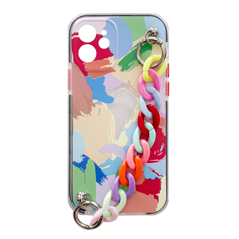 Color Chain Case gel flexible elastic case cover with a chain pendant for iPhone 12 Pro multicolour (Multicolour 4) hind ja info | Telefonide kaitsekaaned ja -ümbrised | hansapost.ee