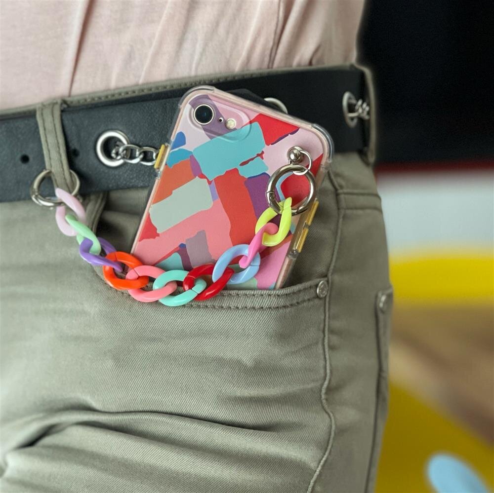 Color Chain Case gel flexible elastic case cover with a chain pendant for iPhone 8 Plus / iPhone 7 Plus multicolour (Multicolour 3) hind ja info | Telefonide kaitsekaaned ja -ümbrised | hansapost.ee